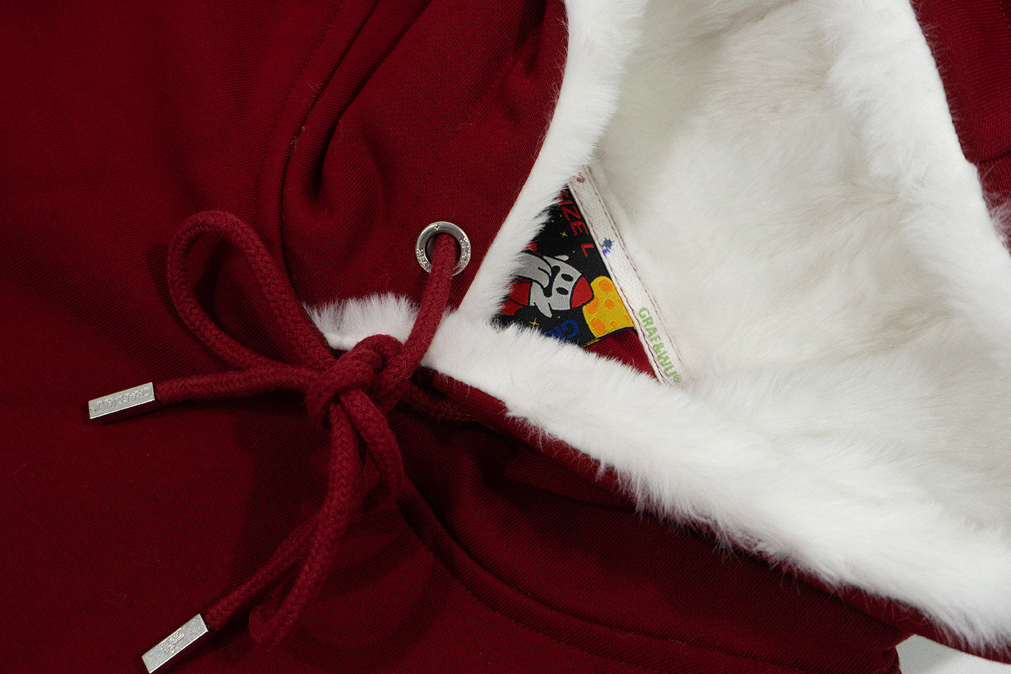 GRAF&WU 12 Christmas Cute Ghost Retro Loose Fleece Hoodies Fur Hat