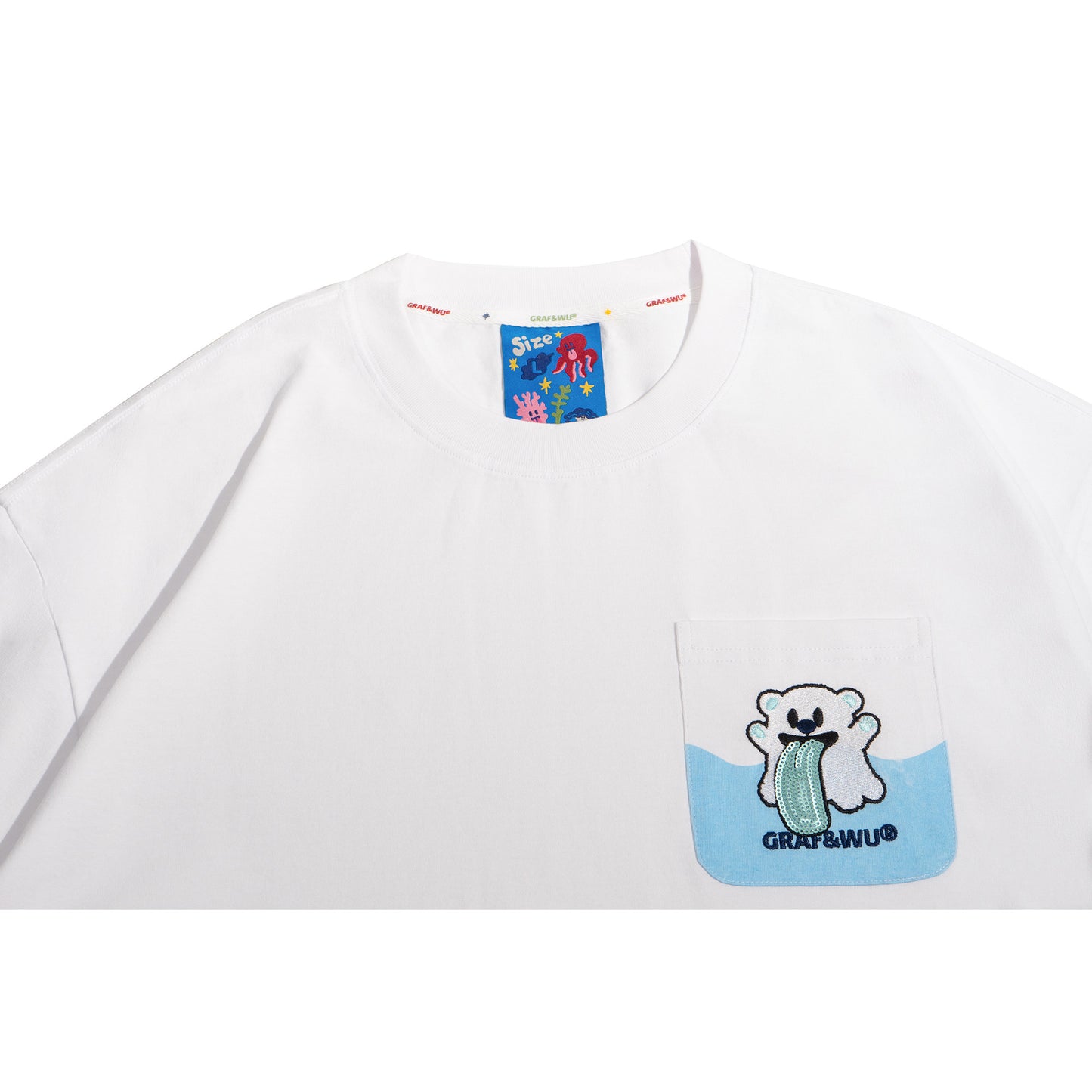 GRAF&WU Ocean Protect Coral Whale Giant Clam Cute Ghost Pocket T-shirt