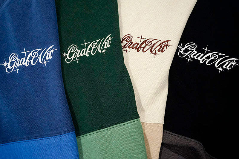 GRAF&WU Letter Embroidery Four-Patch Streetwear Long-Sleeve T-Shirt