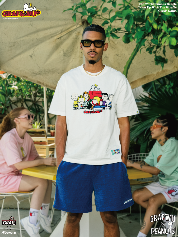 GRAF x PEANUTS Collab Charlie Brown Cartoon Print T-Shirt