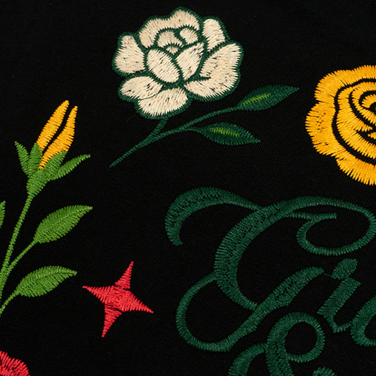 GRAFWU Handmade Embroidered Floral T-Shirt