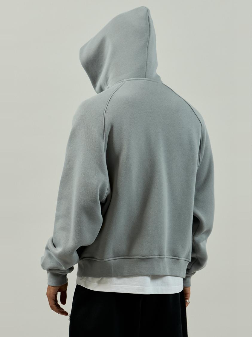 GRAF&WU Zip-up Hoodie Metal Deer Emblem Thick Fleece Cardigan