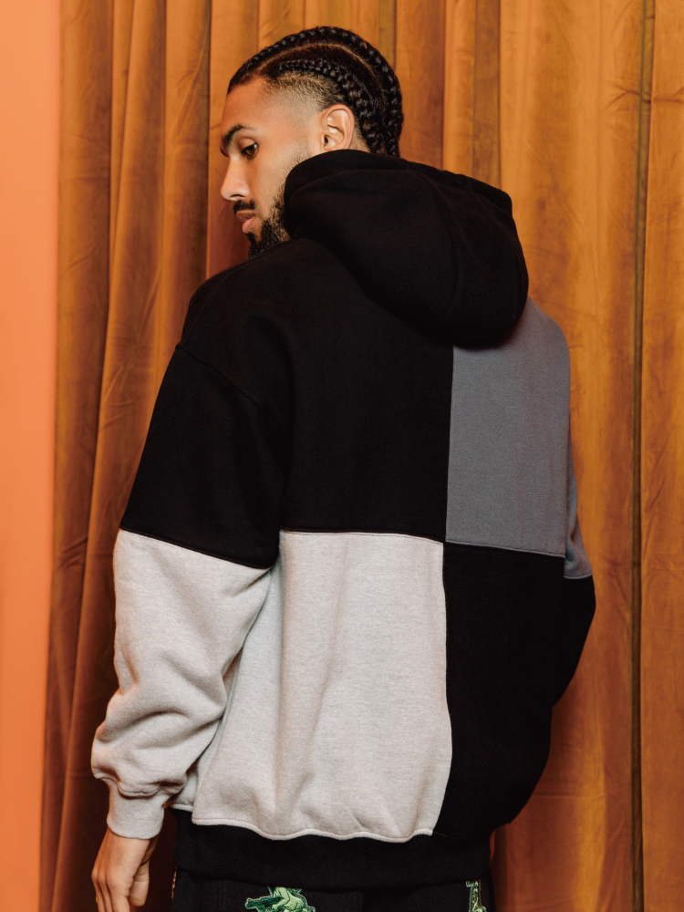 GRAF&WU Letters Embroidered Fashion Design Oversize Fleece Hoodie