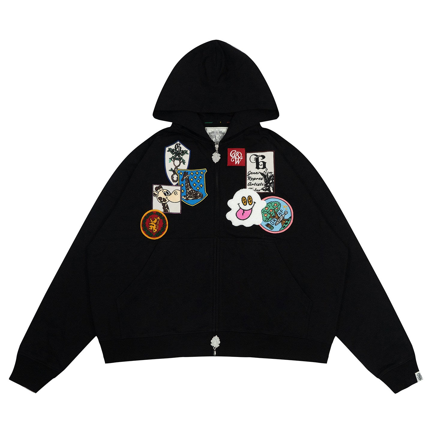 GRAF&WU Badge Character Design Graphic Retro Washed Hoodie