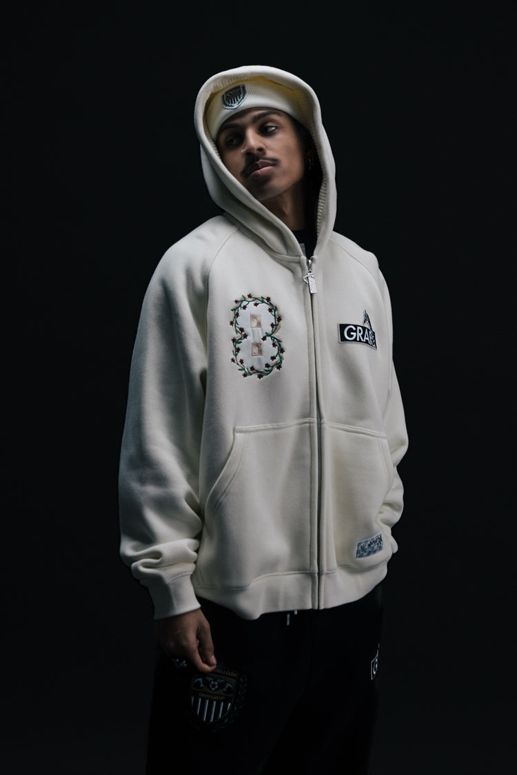 GRAF&WU Blokecore Football Club Floral Angel Fleece Zip-up Hoodie