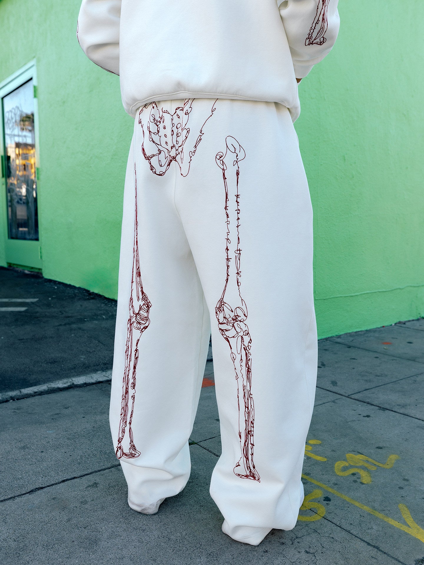 GRAF&WU Skeletal Leg Bone Graphic Print Streetwear Joggers
