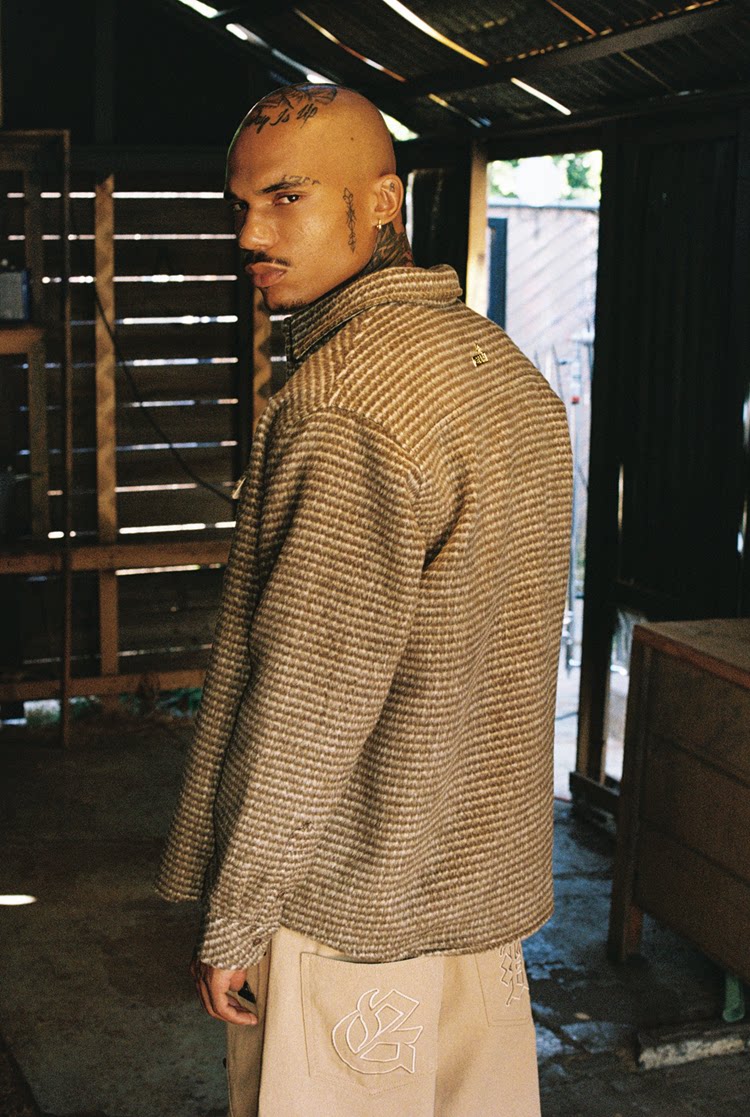 GRAF&WU Embroidered Off-road Vehicle Houndstooth Wool Shirt Coat