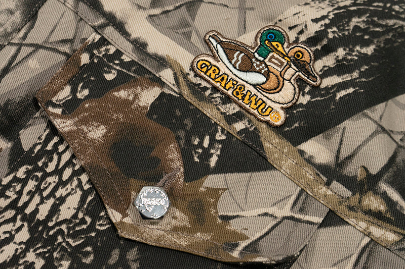 GRAF&WU Leaf Branch Camo Fleece Work Jacket - Outdoor Tactical Jacket