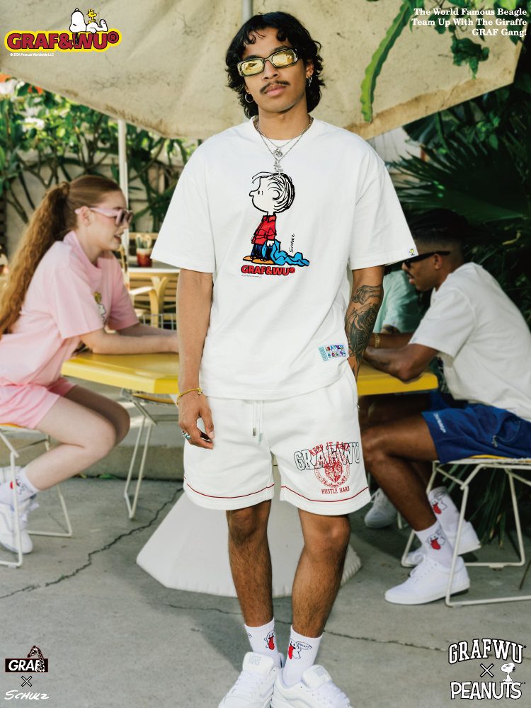 GRAF x PEANUTS Collab Charlie Brown Cartoon Print T-Shirt