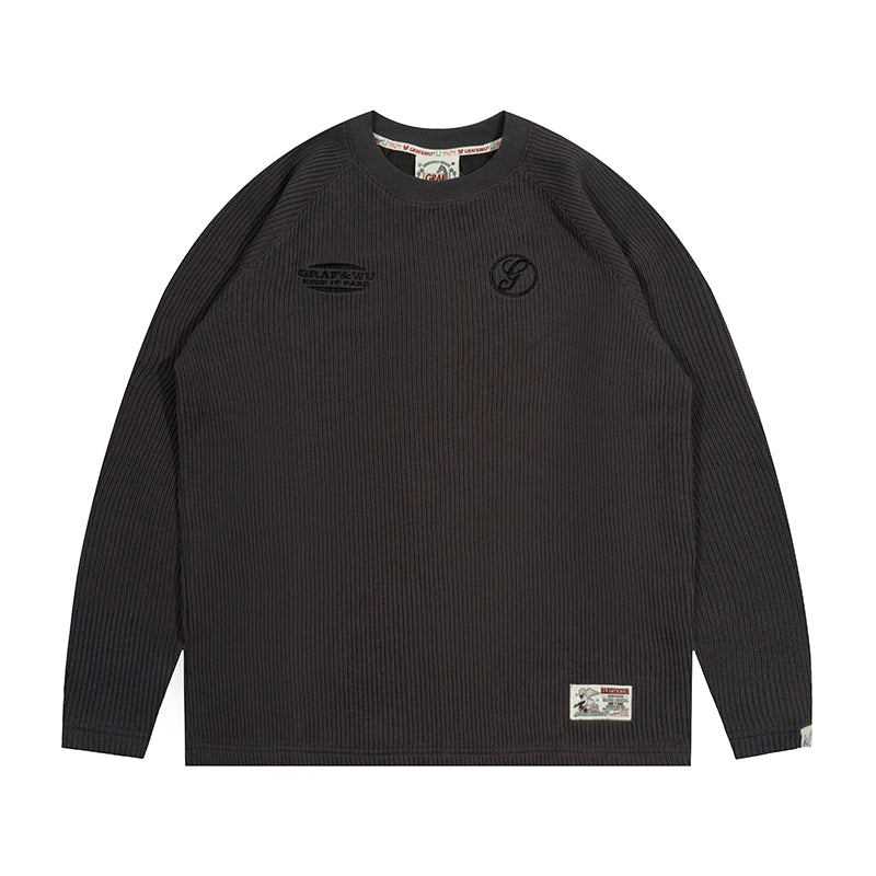 GRAF&WU Brand Embroidered Logo Knitted Long-sleeved Shirt