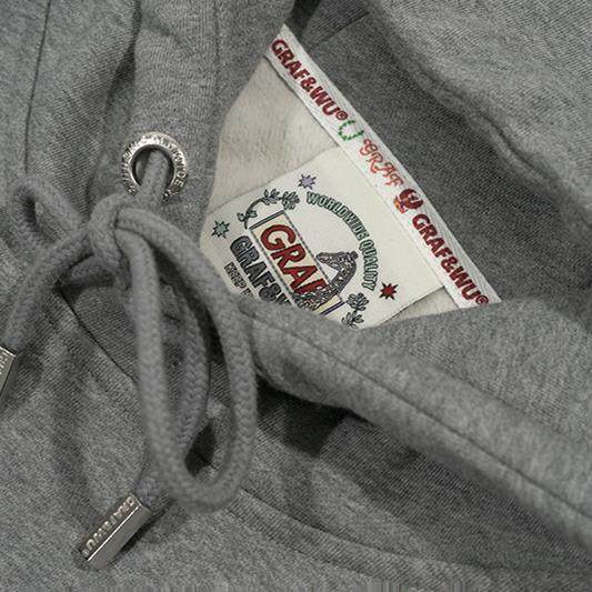 GRAF&WU Happy Wifey Lifey Hoodie | Grey Cartoon Graphic Streetwear