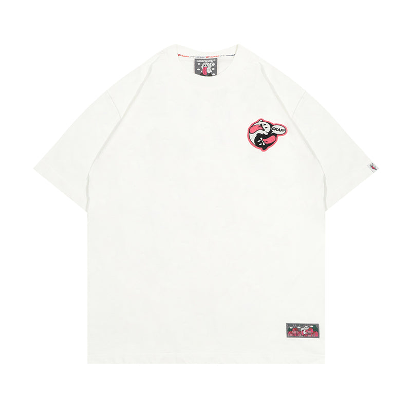 GRAF&WU T-Shirts 12 Natural Elements Cute Ghost Design T-Shirts Tai Chi Pattern Summer T-Shirt Embroidered Cotton Short Sleeve