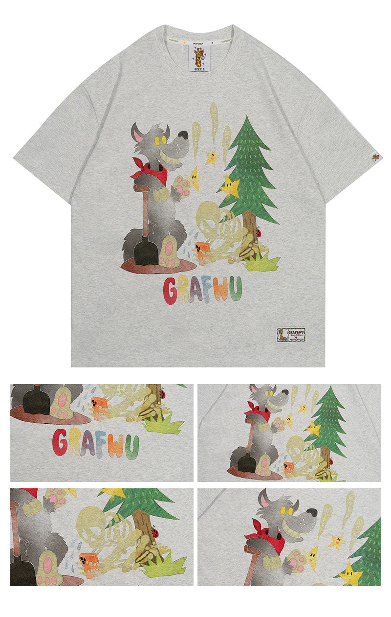 GRAF&WU【Giraffe Fable】Wolf Coming StreetWear Cool Feeling T-Shirt