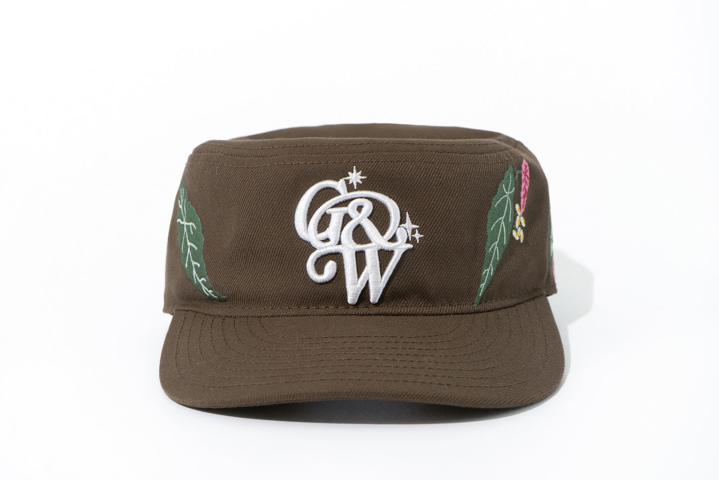 GRAF&WU Houndstooth Design Green Plant Embroidery Streetwear Cap