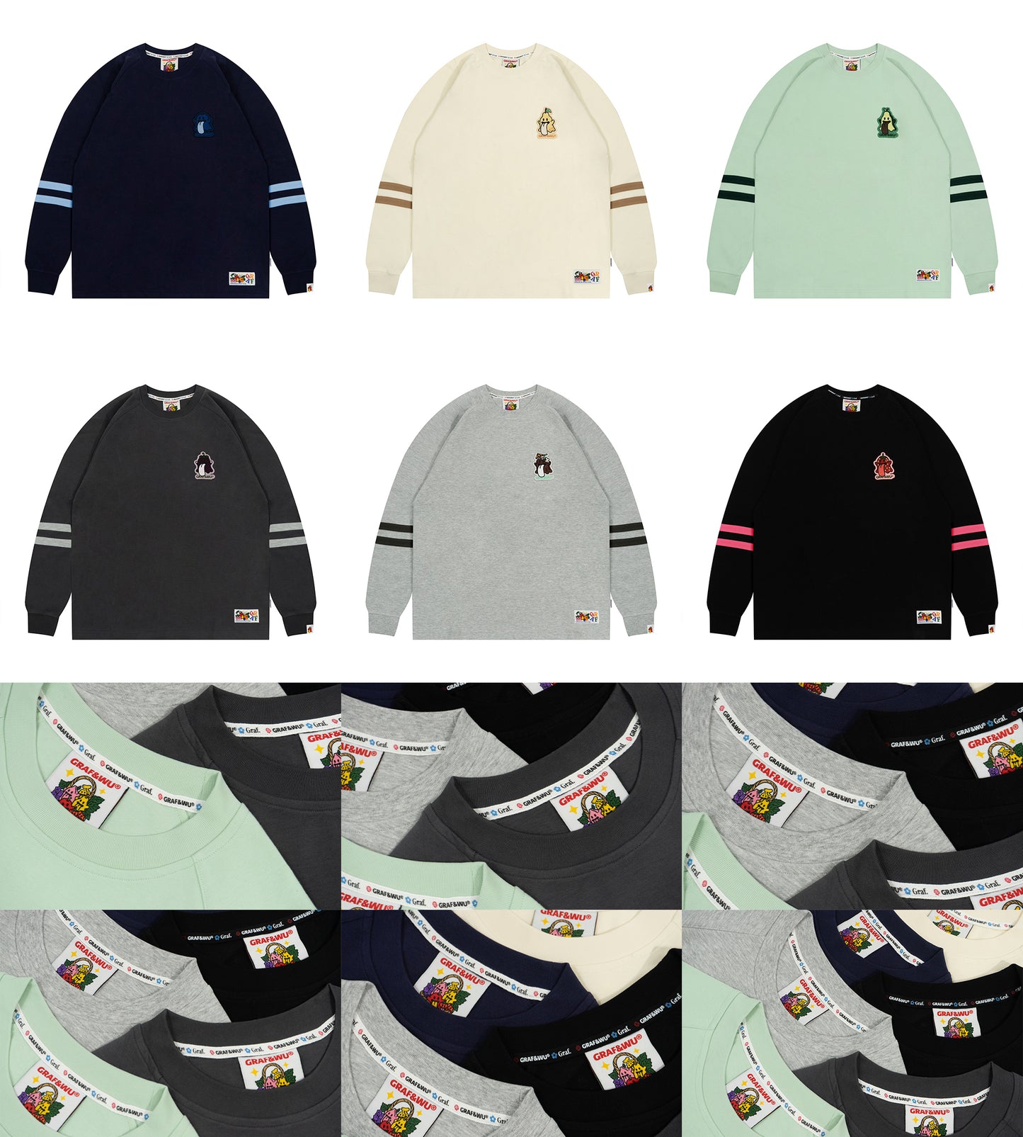 GRAF&WU Fruit Cute Ghost Embroidery long-sleeve Shirt
