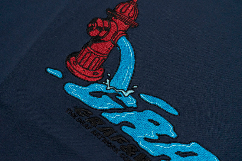 GRAF&WU Fire Hydrant Leak Drip Embroidery T-Shirts