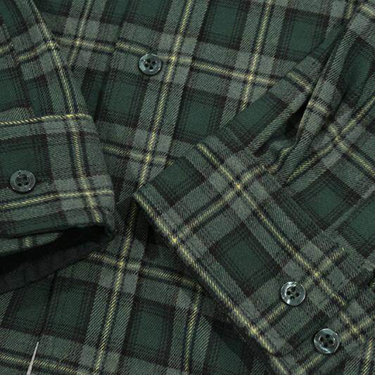 GRAF&WU Embroidered Plaid Button Up Shirt Ribbed Trim Oversized Streetwear