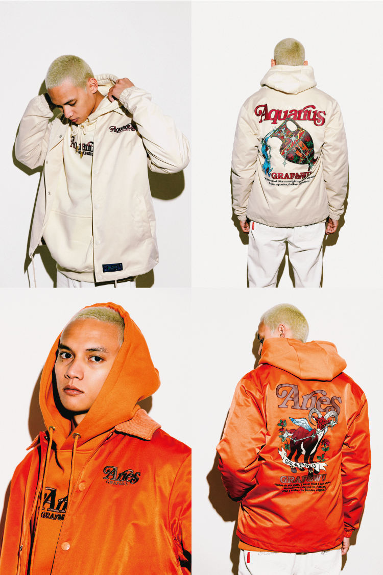 GRAF&WU 12 Signs Hip-hop Lyrics Embroidery Print Windproof Coach Jacket