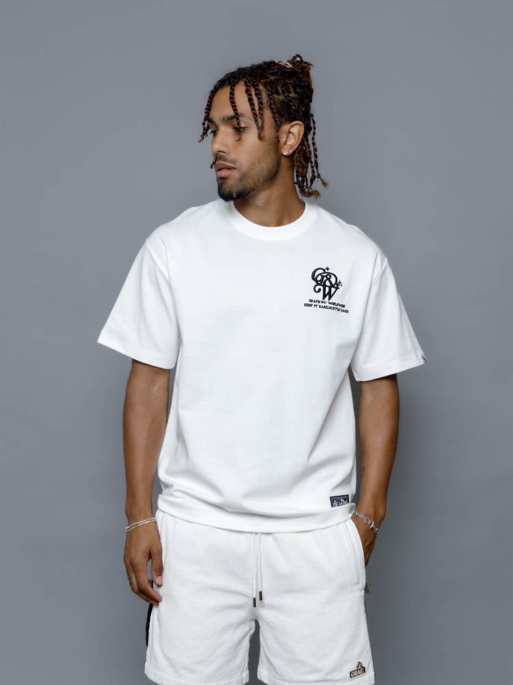 GRAF&WU Brand Letter 3D Embroidered Cooling Causal Loose T-Shirt