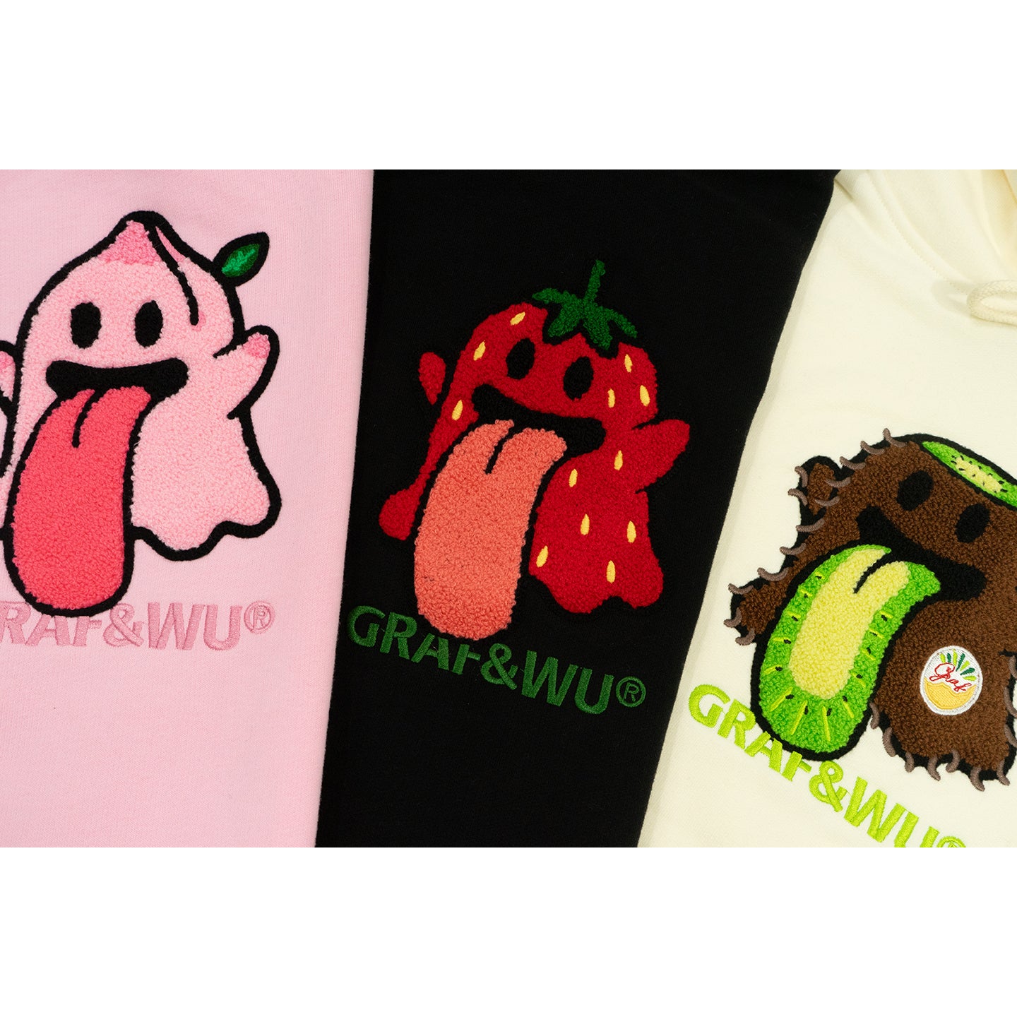 GRAF&WU Fruit Cute Ghost Towel Embroidery Fleece Hoodie