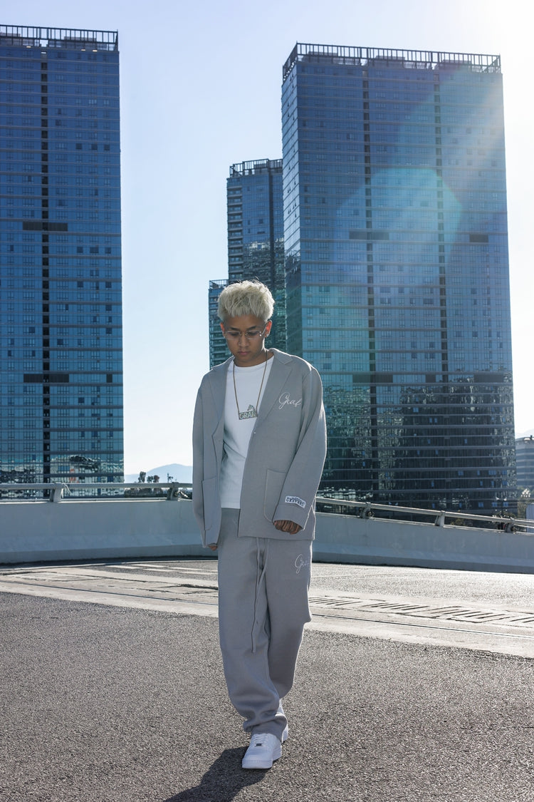 GRAF&WU Jacket Streetwear Brand Embroidered Knitted Suit Coat