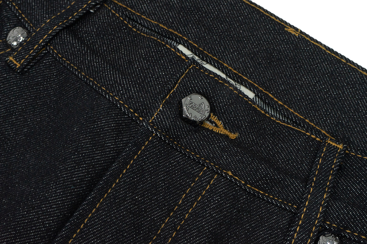 GRAF&WU Vintage Baseball Style Fashion Double-waist Jeans