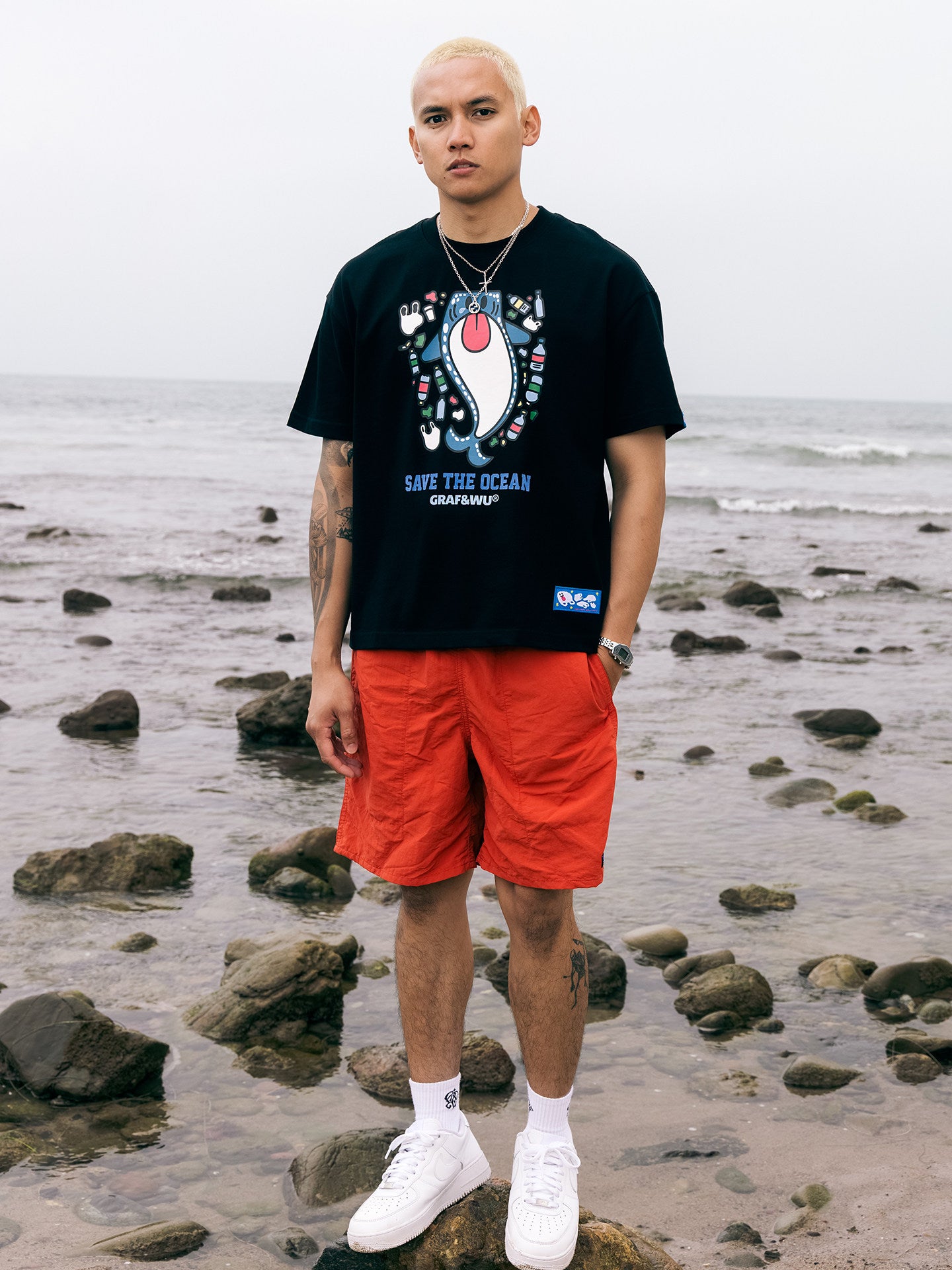 GRAF&WU Protect Ocean Nature Themed Cute Ghost T-shirt