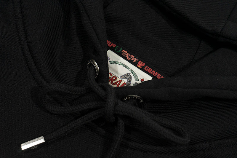 GRAF&WU Lips Say GRAF Lip-sync Embroidery Hoodie Cozy Sweatshirt