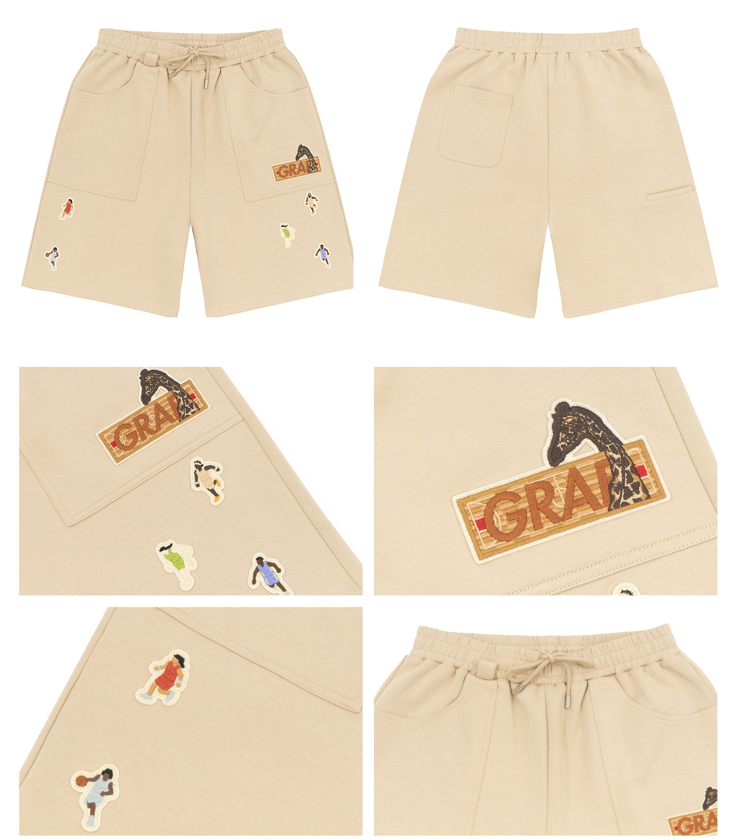 GRAF&WU Mini Athletic Giraffe Embroidered Shorts