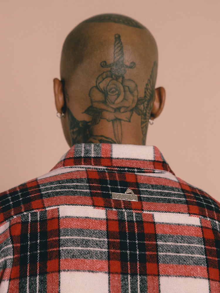 GRAF&WU Spliced Grid Ddesign Flannel Fashion Shirt