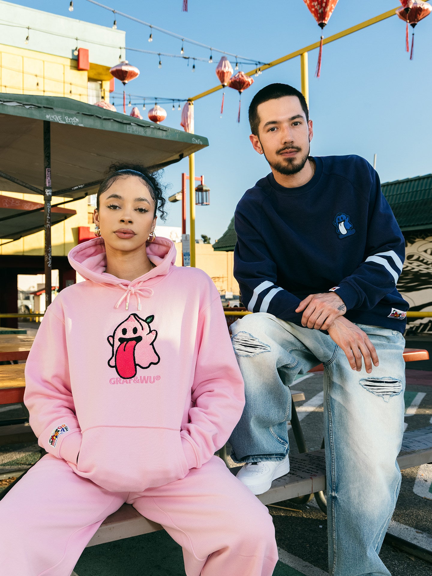 GRAF&WU Fruit Cute Ghost Towel Embroidery Fleece Hoodie