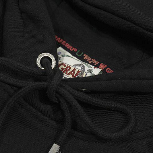 GRAF&WU Hustle Shoeprint Fleece Hoodie Fashion Streetwear Sweatshirt