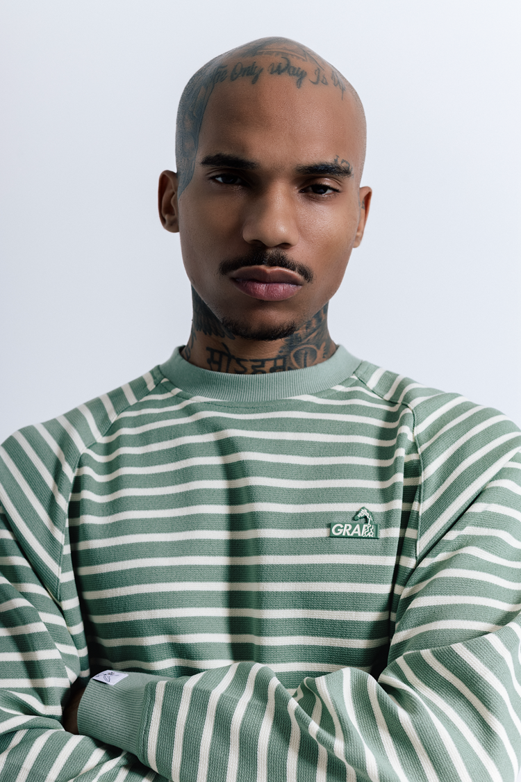 GRAF& WU Metal Giraffe Logo Streetwear Striped Long-Sleeve Shirt