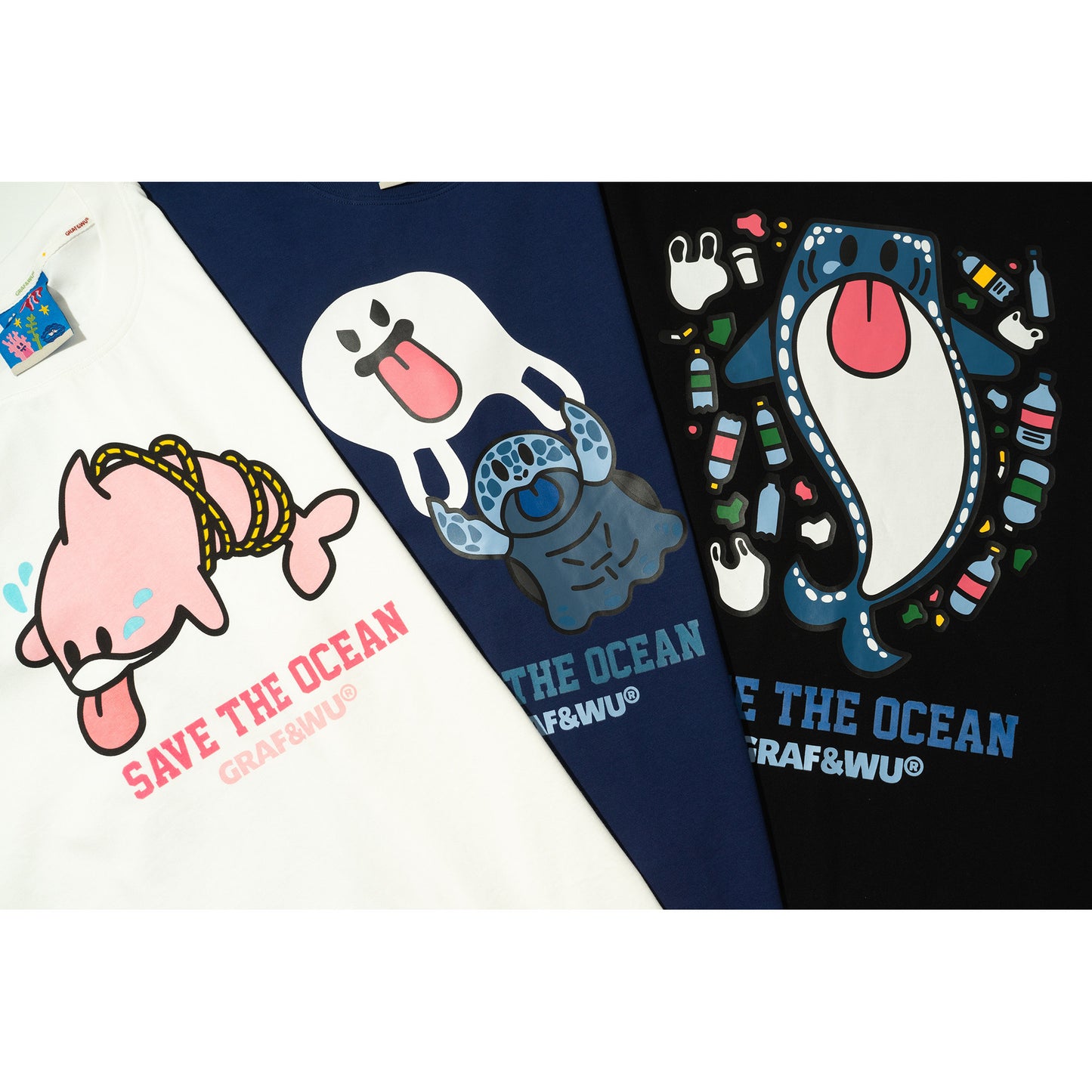 GRAF&WU Protect Ocean Nature Themed Cute Ghost T-shirt