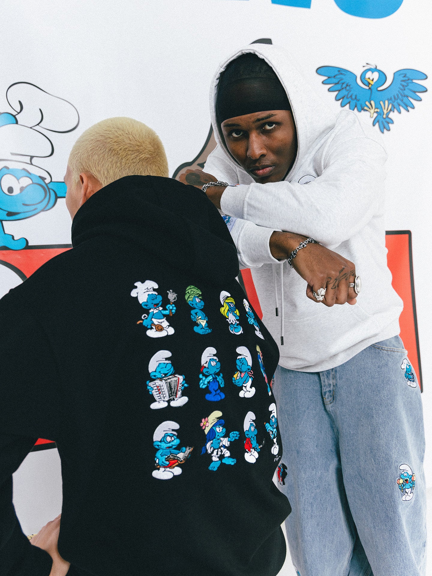 GRAF X SMURF 12 Smurf Characters Embroidered Fleece Hoodies