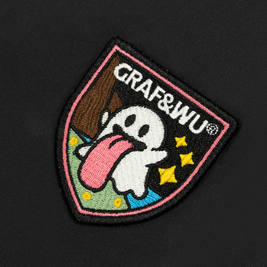 GRAF&WU Fun Button Embroidered Patch Vacation Polo T-shirt