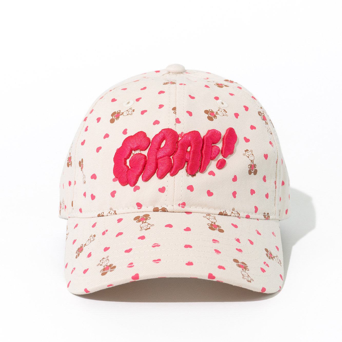 GRAF&WU Cream Fashion 3D Embroidered Cotton Caps
