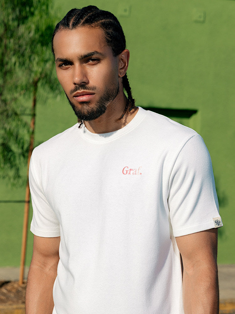 GRAF&WU Brand Letter Embroidered Graphic Tee Unisex Oversized Streetwear