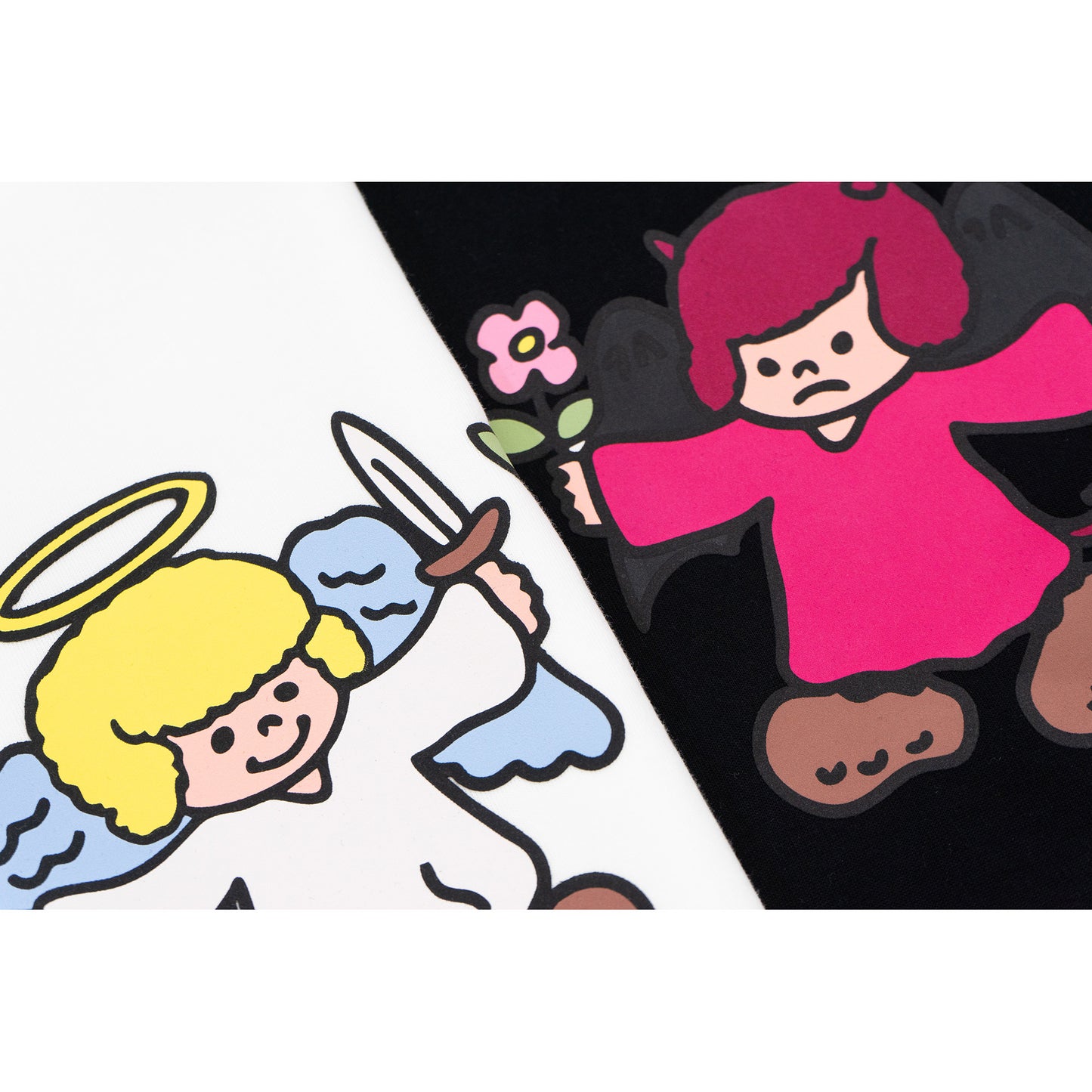 GRAF&WU Cartoon Retro Angel Devil Streetwear Loose T-shirt