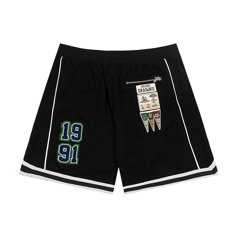 GRAF&WU Giraffe University Knowledge Power Embroidered Badge Shorts