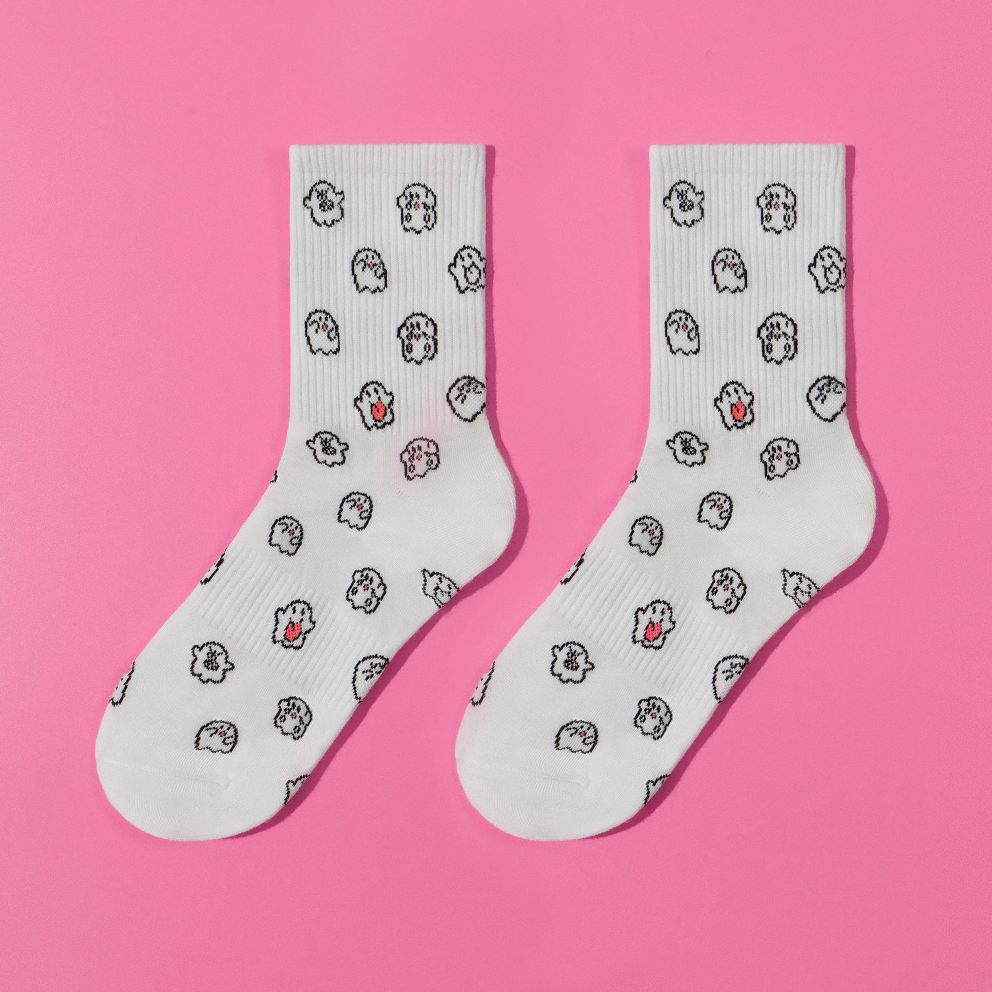 GRAF&WU Mini Cute Ghost Cotton Cozy Thin Mid-calf Knit Socks