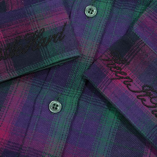 GRAF&WU Plaid Angel Football Embroidery Street Loose Brushed Shirt