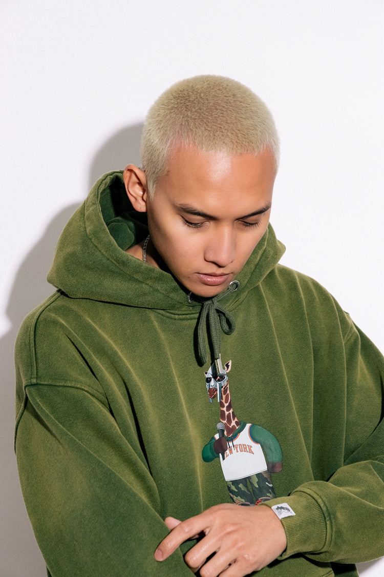 GRAF&WU Fashion Distressed Washed Fade Hoodie