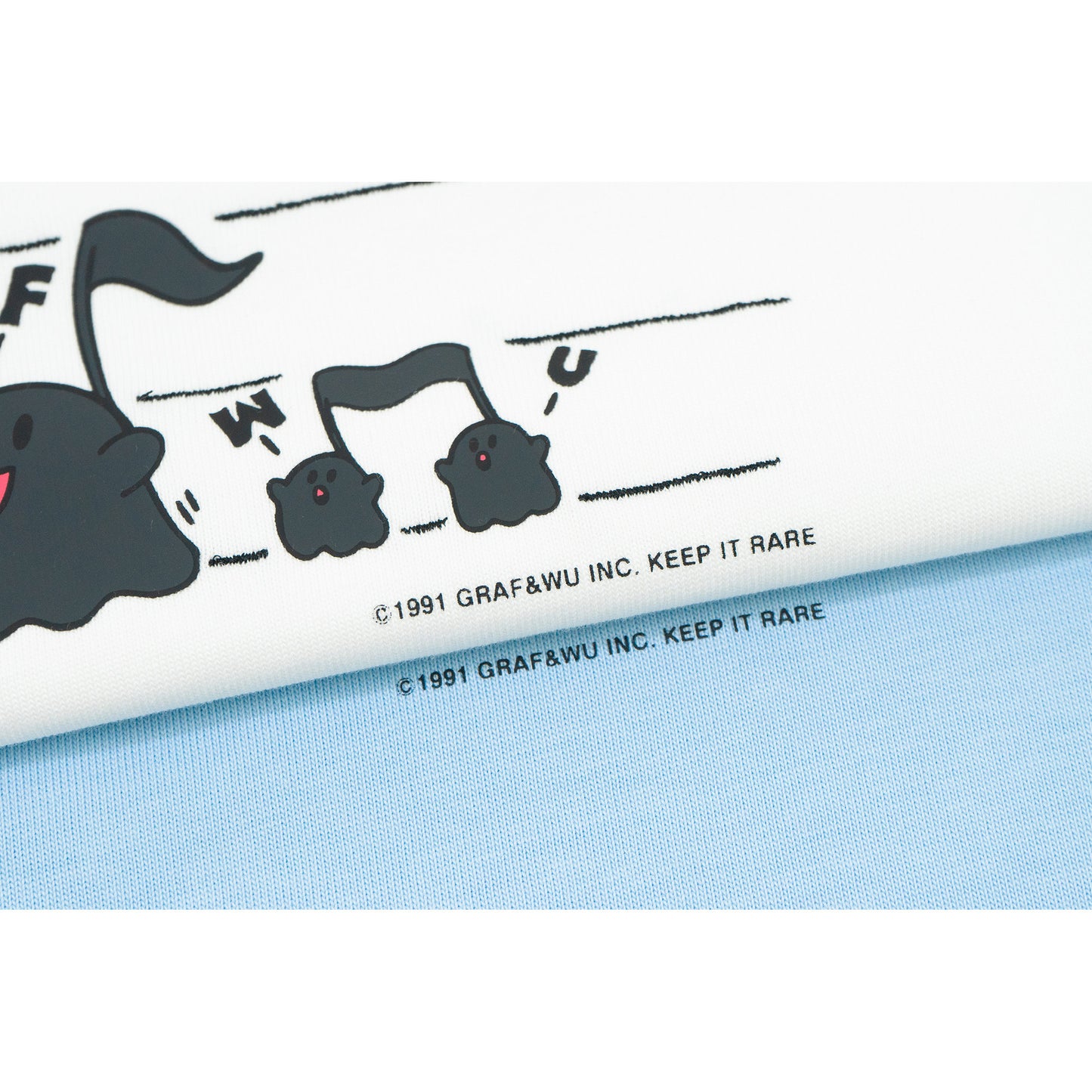 GRAF&WU Musical Note Cute Ghost Jazz Band Printed Cotton T-shirt