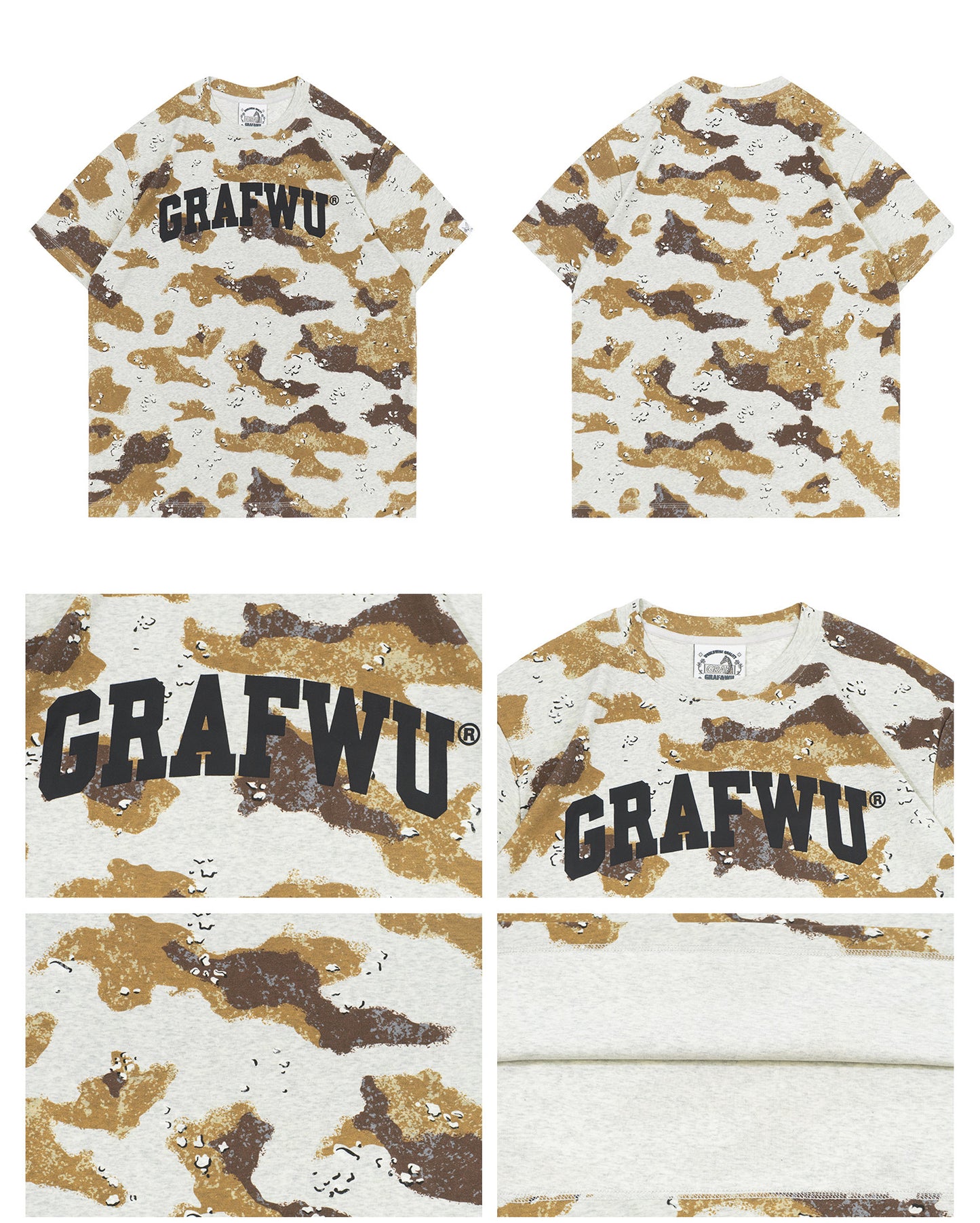 GRAF&WU Mini Floral Leopard Camouflage Print Cotton T-shirt