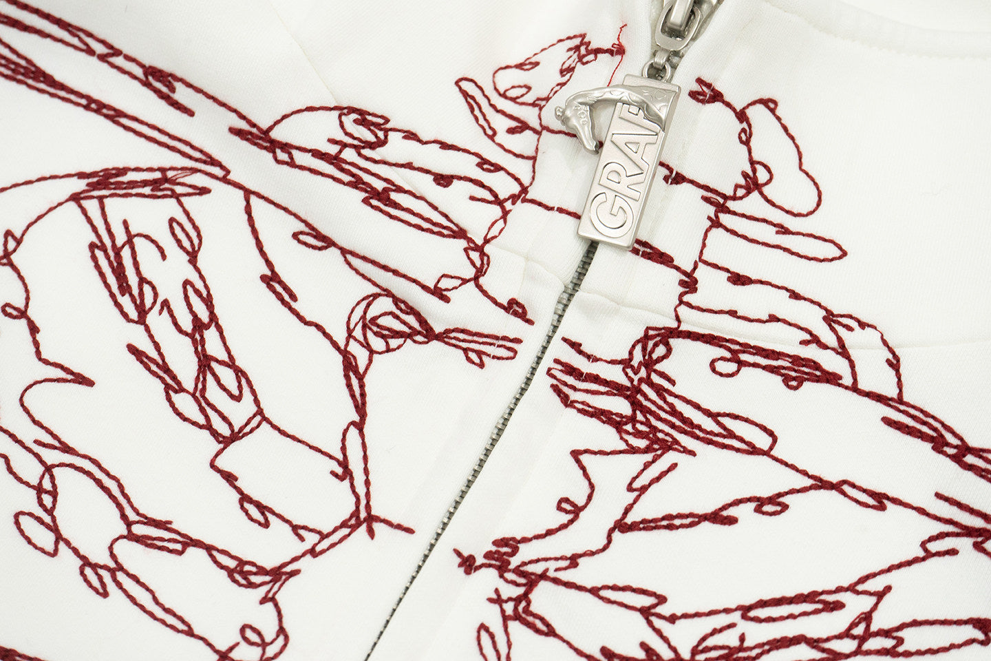 GRAF&WU Rib Cage Skeletal Hand Embroidery Zip-Up Jacket