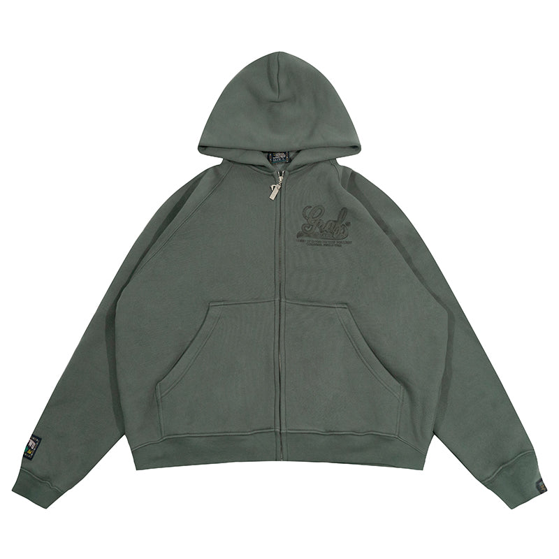 GRAF&WU Vintage Doberman Print Fleece Zip-Up Hoodie