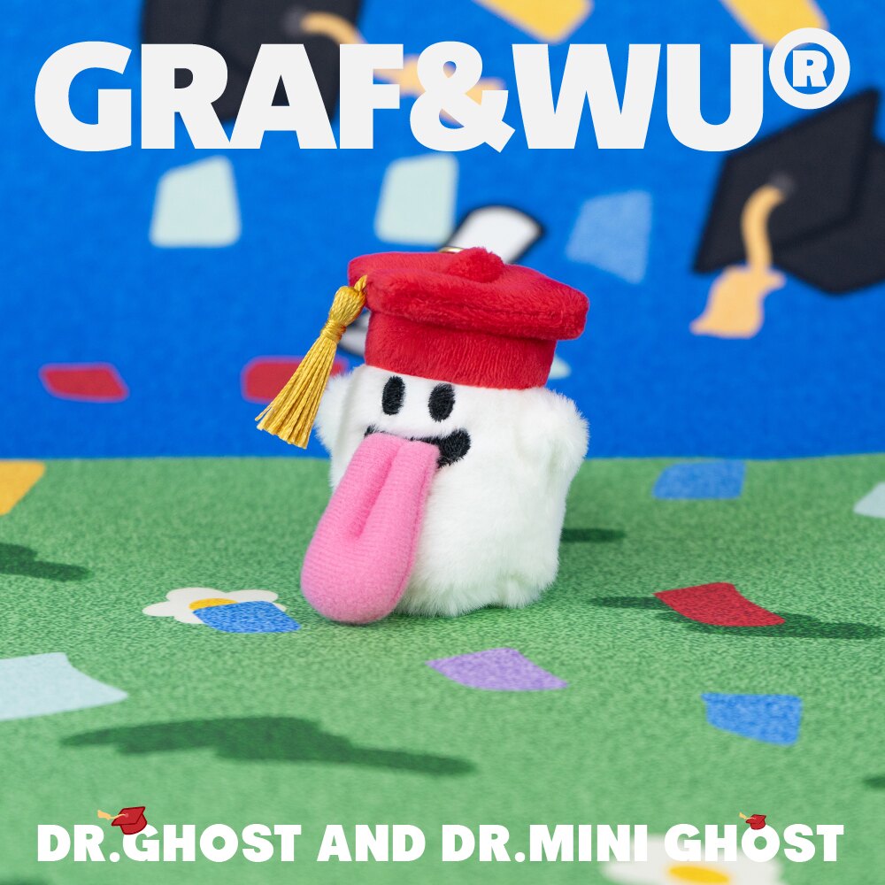GRAF&WU Graduate Cute Ghost Doll Bag Charm Collectible Graduation Gift