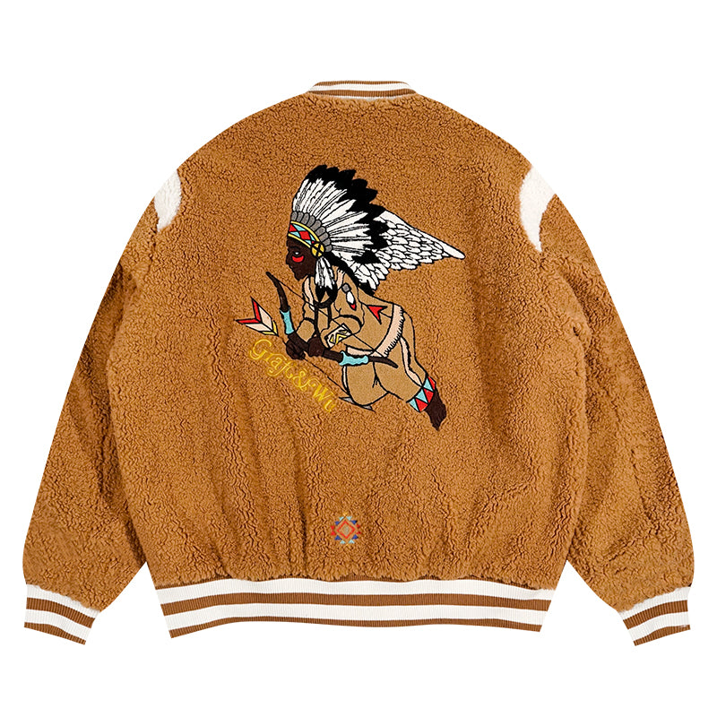 GRAF&WU Vintage Archery Angel Deer Totem Fleece Jacket