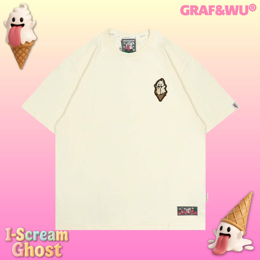 GRAF&WU T-Shirts Ice Cream Cute Ghost T-Shirt Fashion Cotton Short-Sleeved Men Women Casual Short Sleeve Summer T-Shirts For Ice Cream Lovers